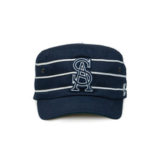 STRIPED OUTLINE LOGO PILLBOX SNAPBACK (NAVY)