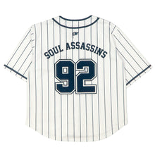 SA LOGO MESH PINSTRIPE BASEBALL JERSEY (WHITE / NAVY)