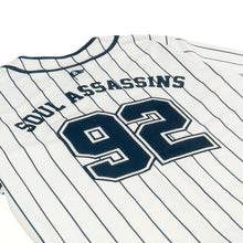 SA LOGO MESH PINSTRIPE BASEBALL JERSEY (WHITE / NAVY)