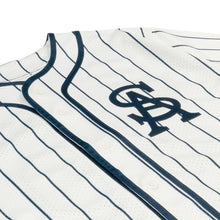 SA LOGO MESH PINSTRIPE BASEBALL JERSEY (WHITE / NAVY)