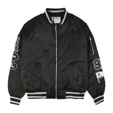 IN GOD WE TRUST VARSITY BOMBER JACKET (BLACK)