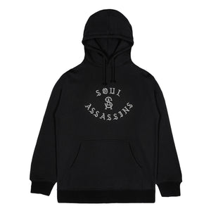 SOUL ASSASSINS METALLIC EMBROIDERED ARCHED HOODIE (BLACK)