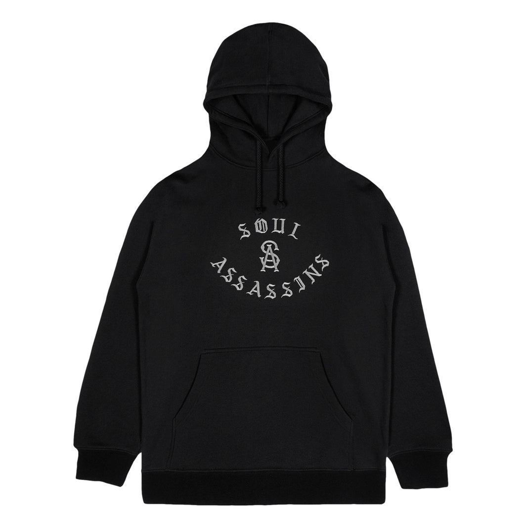SOUL ASSASSINS METALLIC EMBROIDERED ARCHED HOODIE (BLACK)