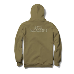 SOUL ASSASSINS OLD ENGLISH MASKED HOODIE (OLIVE)