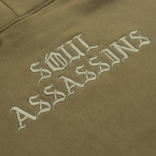 SOUL ASSASSINS OLD ENGLISH MASKED HOODIE (OLIVE)