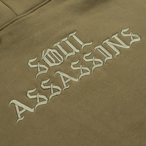 SOUL ASSASSINS OLD ENGLISH MASKED HOODIE (OLIVE)
